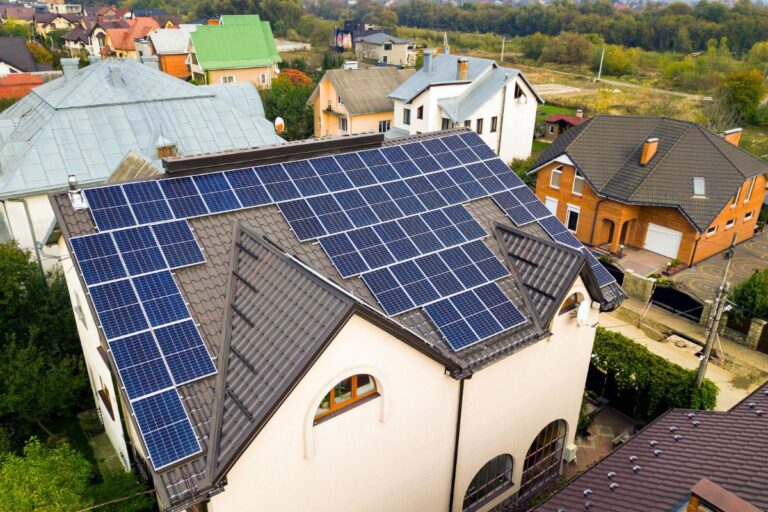 Solar panels on a residential roof