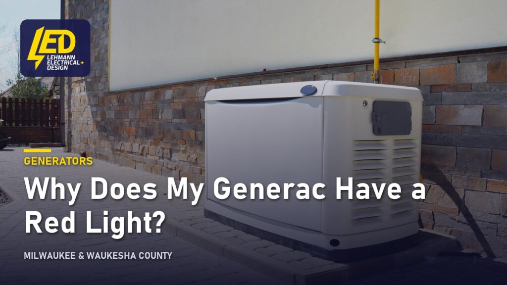 Standby generator beside a house, titled Why Does My Generac Have a Red Light?
