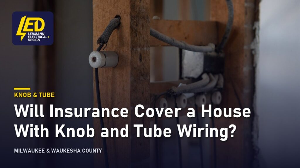 Vintage knob and tube wiring on wooden framing, titled Will Insurance Cover a House With Knob and Tube Wiring?